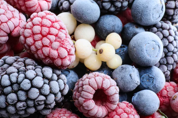 Mischung Verschiedener Gefrorener Beeren Als Hintergrund Draufsicht — Stockfoto