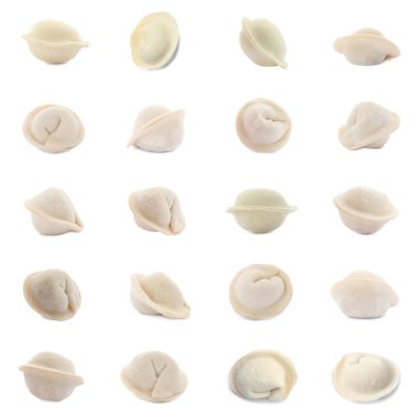 Beyaz üzerine izole edilmiş pişmemiş hamur köfteleri.