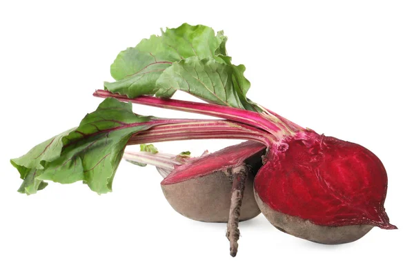 Halves Raw Ripe Beet Isolated White — Stock Photo, Image