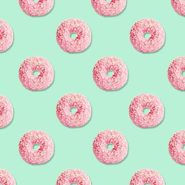 Açık turkuaz arka planda jöleli donutların yaratıcı desen tasarımı