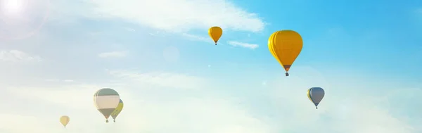 Hot Air Balloons Blue Sky Banner Design — Stock Photo, Image