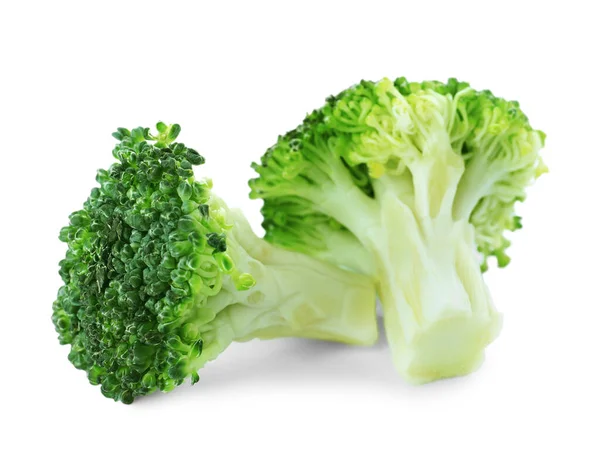 Friss Zöld Brokkoli Fehér Alapon Bioélelmiszerek — Stock Fotó