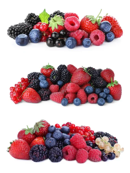 Set Different Mixed Berries White Background — Stock Photo, Image