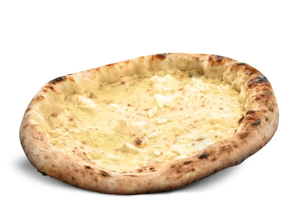 Hete Lekkere Kaaspizza Witte Achtergrond Afbeelding Voor Menu Poster — Stockfoto