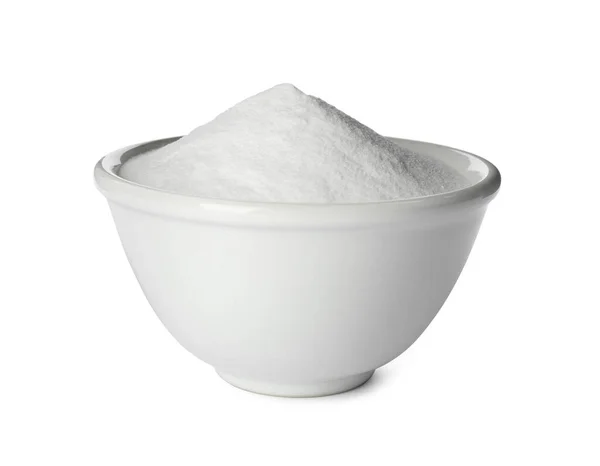 Baking Soda Ceramic Bowl Isolated White — Stock Photo, Image