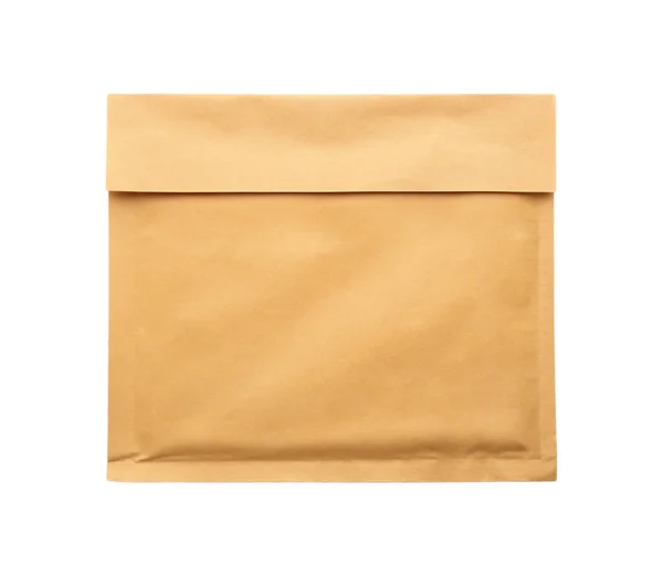 Envelope Papel Kraft Isolado Branco Serviço Correio — Fotografia de Stock