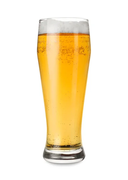 Copo Com Cerveja Saborosa Isolada Branco — Fotografia de Stock