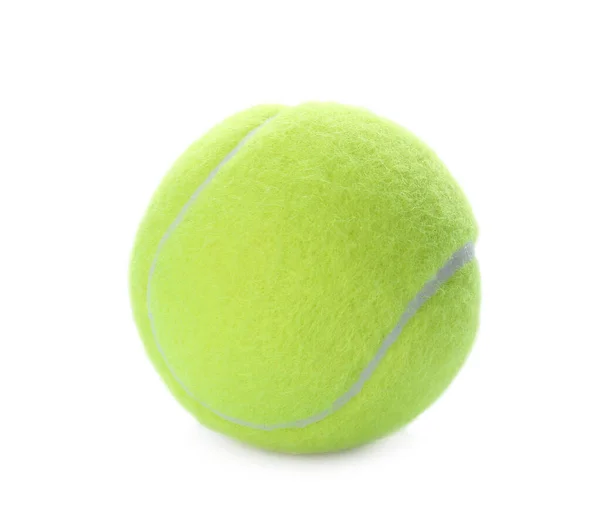 Balle Tennis Jaune Vif Isolée Sur Blanc — Photo