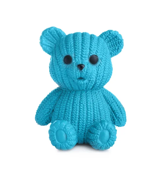 Adorable Blue Toy Bear Isolated White Royalty Free Stock Images