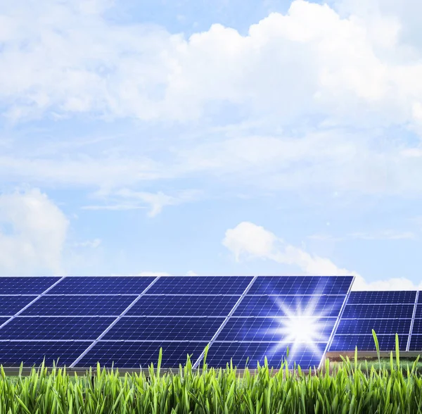 Paneles Solares Instalados Aire Libre Fuente Energía Alternativa —  Fotos de Stock
