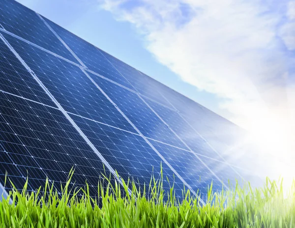 Painéis Solares Instalados Livre Fonte Energia Alternativa — Fotografia de Stock