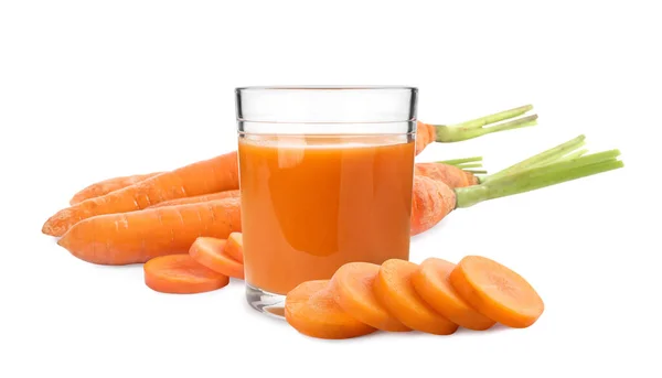 Морквяний Сік Свіжі Овочі Білому Тлі Дизайн Банера — стокове фото