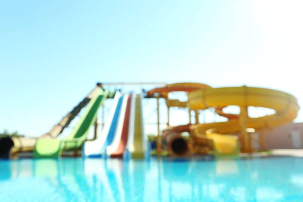 Different Colorful Slides Water Park Blurred View — Stock Photo, Image
