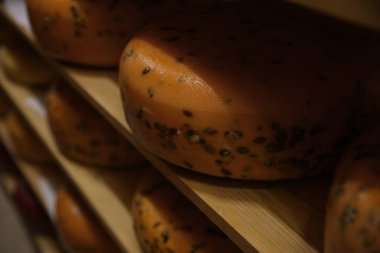 Fabrika deposunda taze peynirli tohumlar, yakın plan.