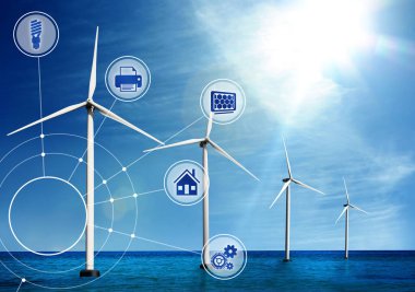 Alternatif enerji kaynağı. Denizde süzülen rüzgar türbinleri