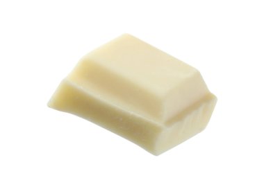 Lezzetli çikolata parçası beyaza izole edilmiş.