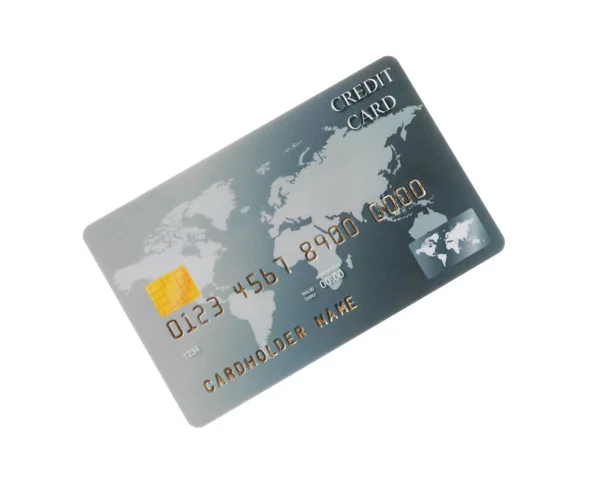 Szara Plastikowa Karta Kredytowa Izolowana Białym — Zdjęcie stockowe