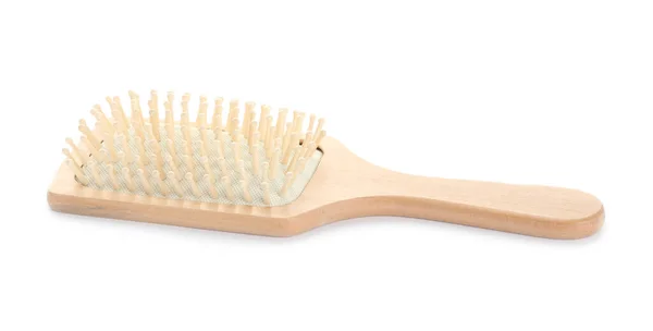 New Wooden Hair Brush Isolated White — Stock Photo, Image