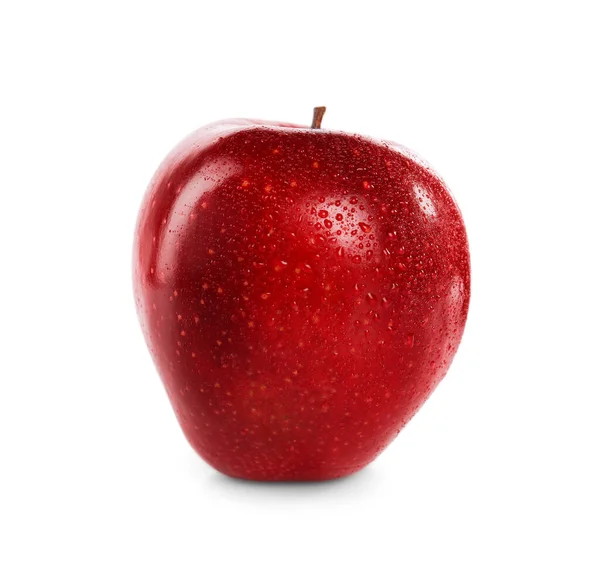 Świeże Soczyste Czerwone Jabłko Izolowane Białym — Zdjęcie stockowe