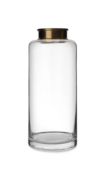 Vaso Vidro Vazio Elegante Isolado Branco — Fotografia de Stock