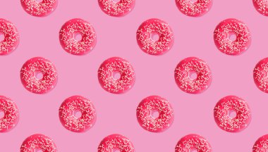 Pembe arka planda jöleli donutların yaratıcı desen tasarımı, afiş