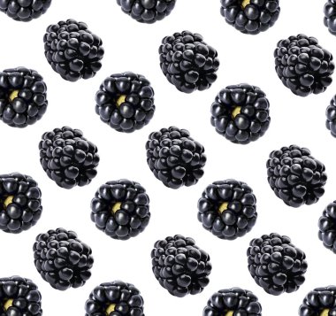 Beyaz arka planda taze böğürtlenli kolaj