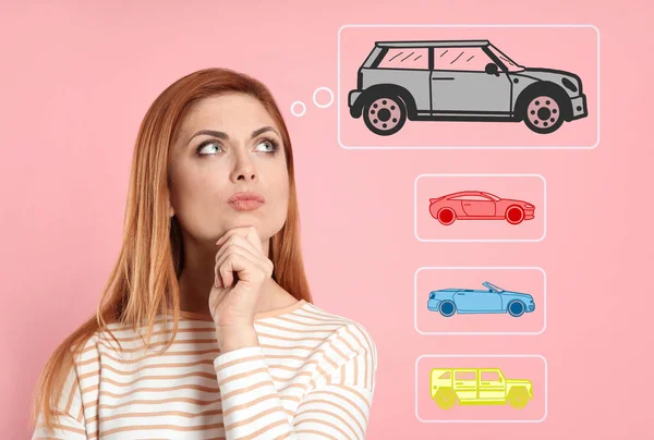Autót Venni Választott Auto Rózsaszín Háttér — Stock Fotó