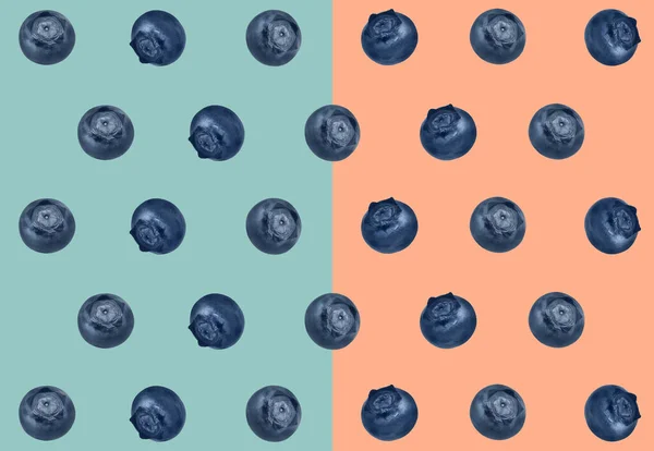 Πολλά Φρέσκα Βατόμουρα Γαλάζιο Και Ανοιχτό Κοράλλι Φόντο Σχεδιασμός Μοτίβου — Φωτογραφία Αρχείου