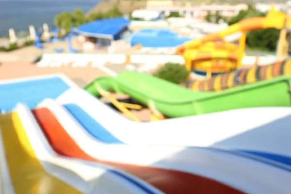 Blurred View Colorful Slides Water Park — Stock Photo, Image