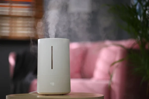 Humidificateur Air Moderne Sur Table Intérieur Espace Pour Texte — Photo