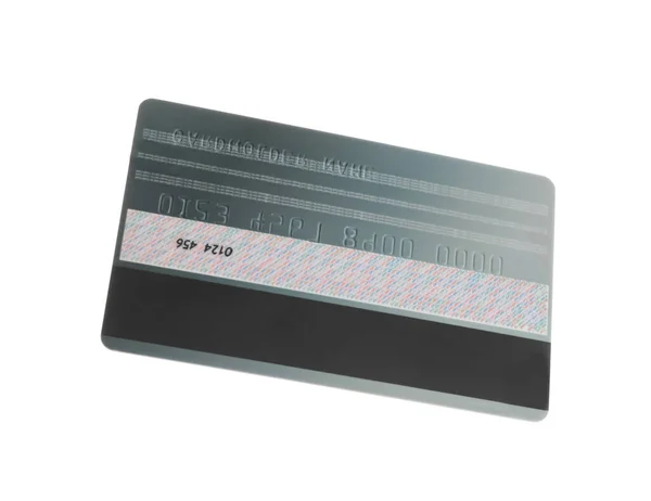 Cartão Crédito Plástico Cinzento Isolado Branco — Fotografia de Stock