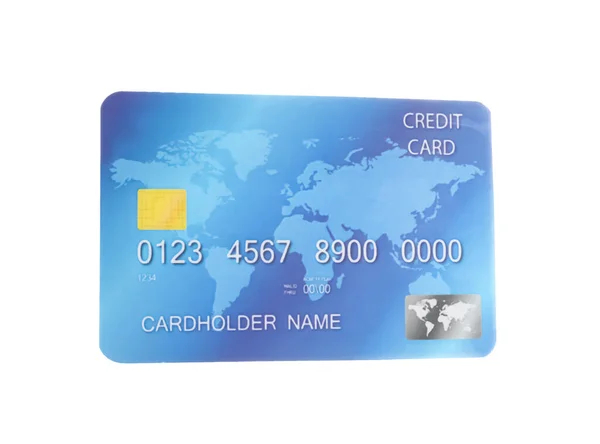 Carta Credito Plastica Blu Isolato Bianco — Foto Stock