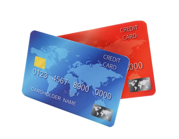 Diverse Carte Credito Plastica Sfondo Bianco — Foto Stock