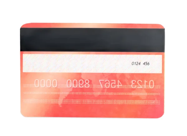 Carta Credito Plastica Rossa Isolata Bianco — Foto Stock