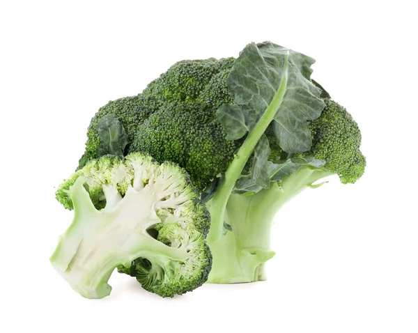 Broccoli Verdi Freschi Isolati Bianco Alimenti Biologici — Foto Stock