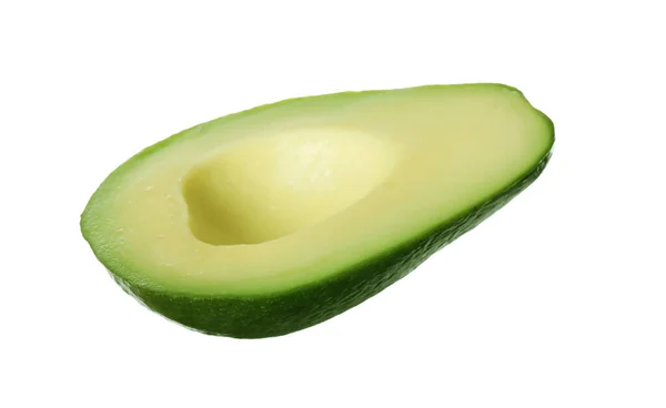 Helft Van Rijpe Avocado Geïsoleerd Wit — Stockfoto