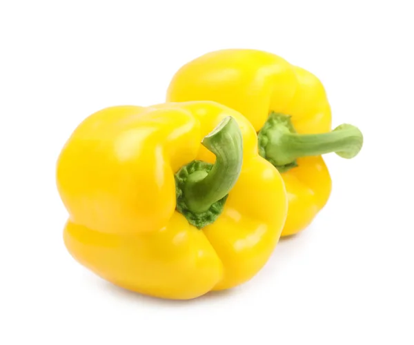 Ripe Yellow Bell Peppers Isolated White — Stock Photo, Image