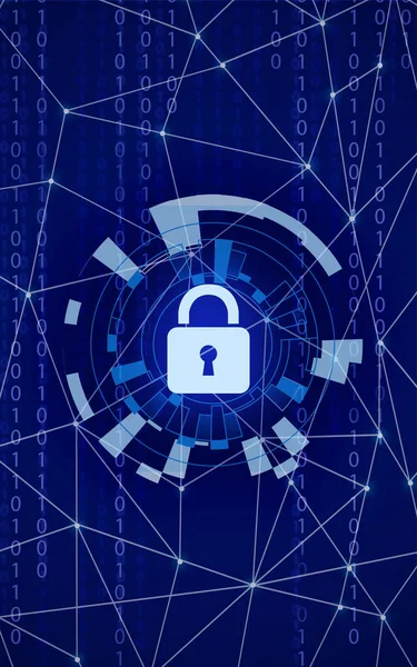 Vorhängeschloss Als Symbol Für Cyber Sicherheit Auf Blauem Hintergrund Mit — Stockfoto