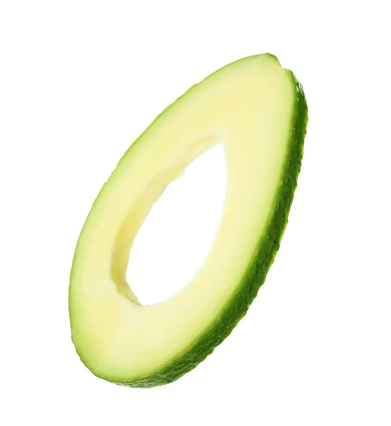 Snijd Van Rijpe Avocado Geïsoleerd Wit — Stockfoto