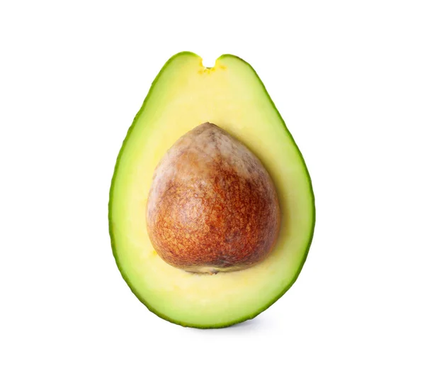 Helft Van Rijpe Avocado Geïsoleerd Wit — Stockfoto