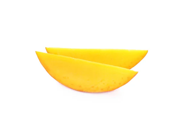 Slices Ripe Mango Isolated White Exotic Fruit — Stock Photo, Image
