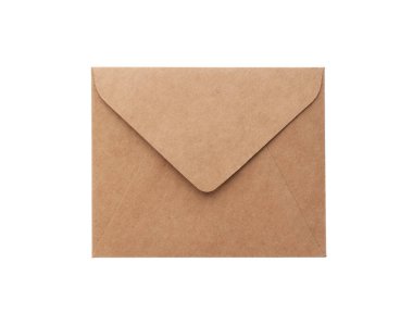 Kahverengi kağıt zarf beyaza izole edilmiş. Posta servisi