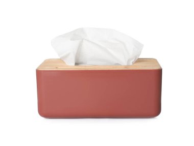 Kağıt mendilli tutucu beyaz üzerine izole edilmiş