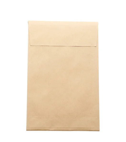 Envelope Papel Kraft Isolado Branco Serviço Correio — Fotografia de Stock