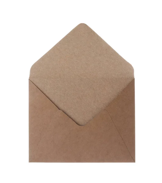 Envelope Papel Marrom Isolado Branco Serviço Correio — Fotografia de Stock