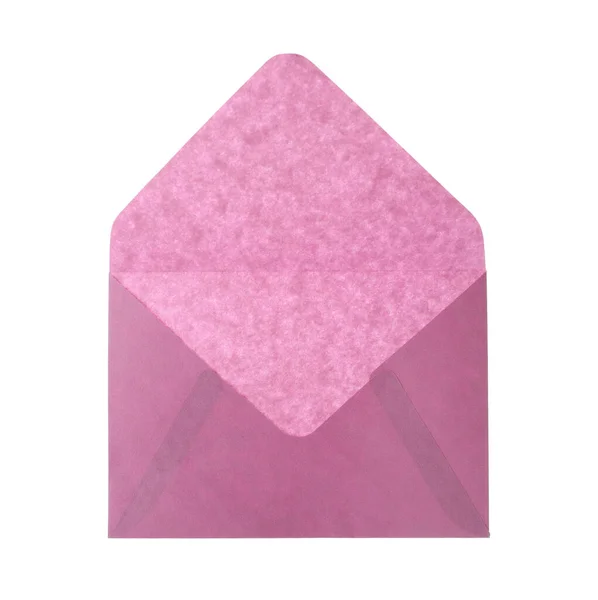 Obálka Růžového Papíru Izolovaná Bílém Služba Pošty — Stock fotografie