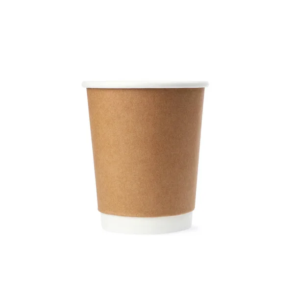 Copo Café Papel Takeaway Isolado Branco — Fotografia de Stock