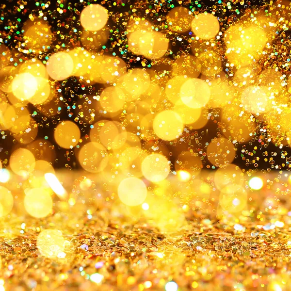 Luxe Gouden Glitters Donkere Achtergrond Bokeh Effect — Stockfoto