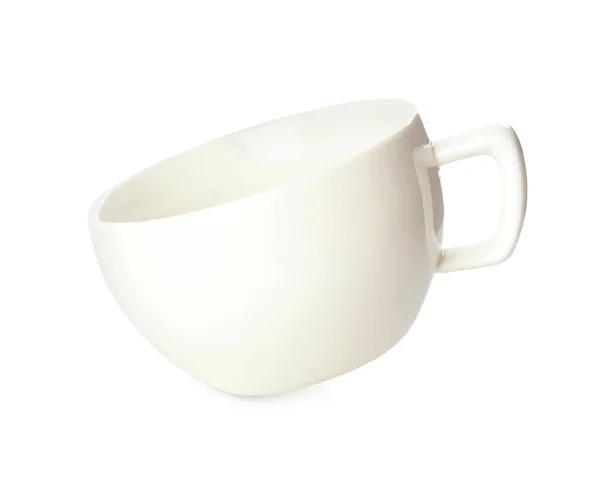 Fehér Alapon Izolált Tiszta Üres Kerámia Csésze — Stock Fotó