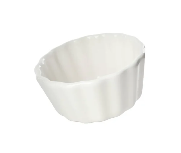 Tiszta Üres Fehér Alapon Izolált Kerámia Ramekin — Stock Fotó